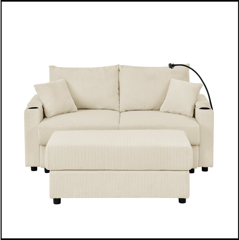 Canapé confortable avec rangement et multiples fonctionnalités pour le salon, Beige