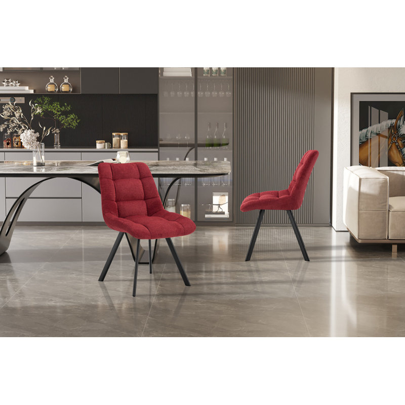Ephemerine 49cm H Upholstered Metal Side Chair, Red