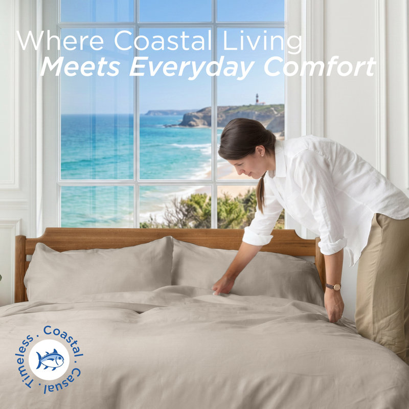 Southern Tide Cotton Twill Sheet Set, Full/Double Sheet Set with 2 Pillowcases, Oatmeal