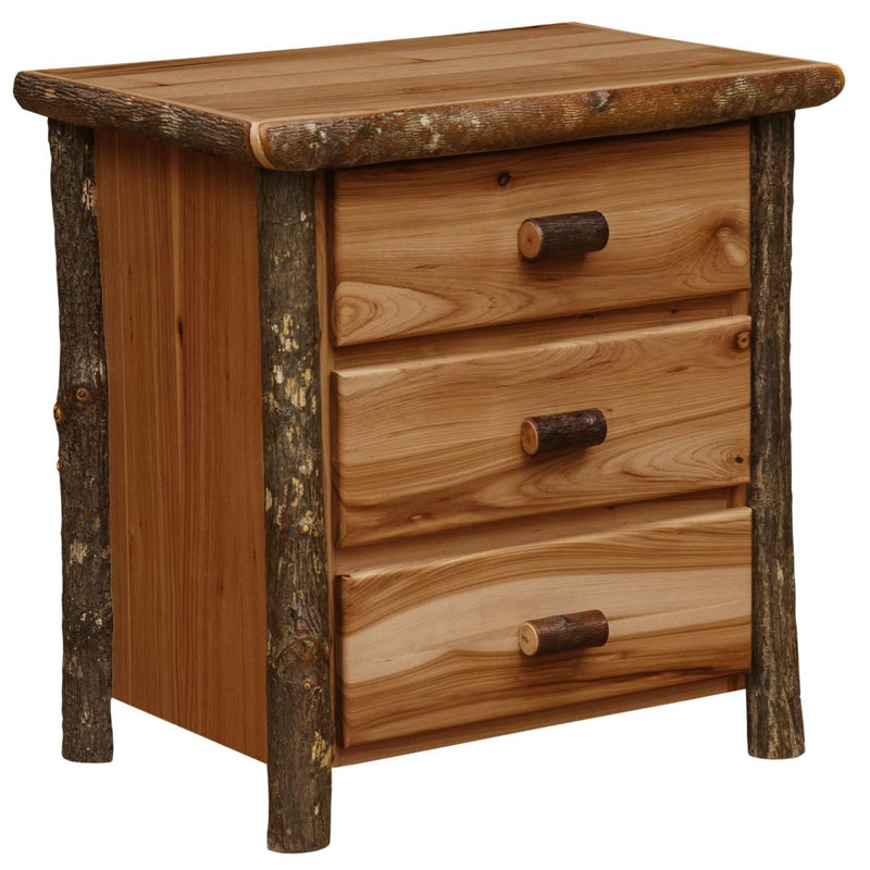 Fireside Lodge Hickory Log XL Three Drawer Nightstand - Espresso, Espresso