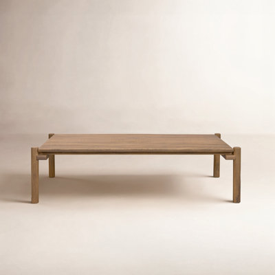Katherine Riven Oak Wood Rectangular Coffee Table