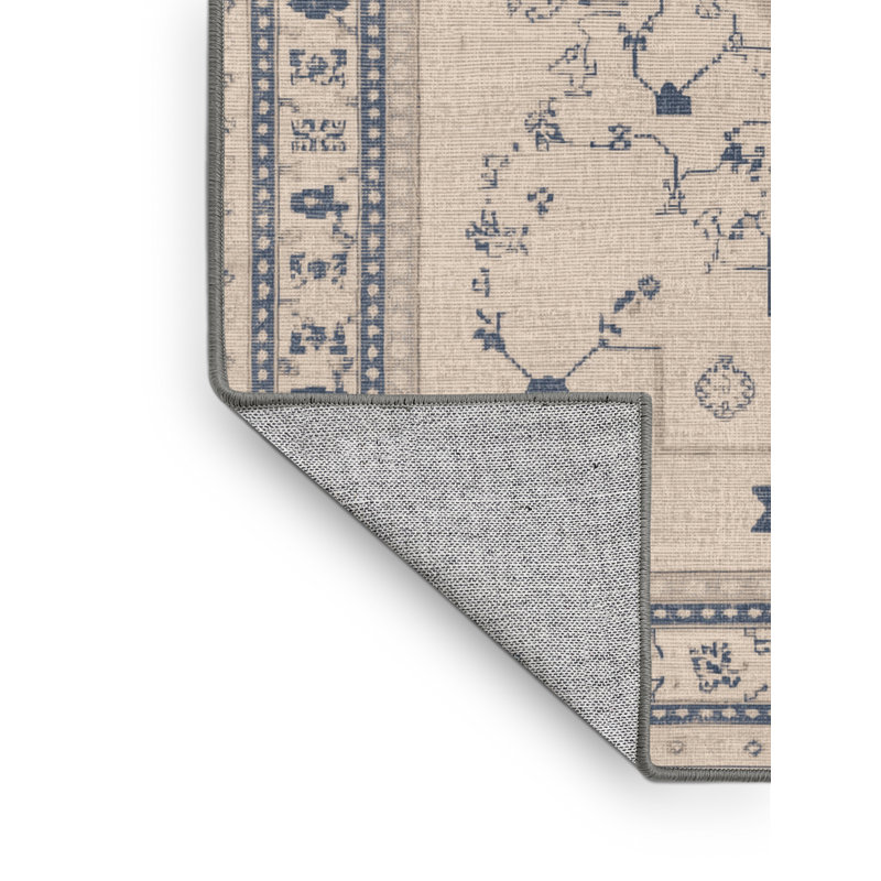 Tapis abstrait moderne et contemporain lavable à la machine Hanoukka beige et beige, 6 x 9