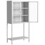 Armoire de rangement en métal de 59 po de hauteur avec portes en verre et tablettes réglables - Bibliothèque moderne pour la maison, le bureau ou le garde-manger-616092847