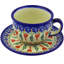 Polish Pottery Fluttering Tulips Coffee Mug with Saucer