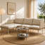 Table basse d'extérieur ronde moderne, accent de patio à 2 niveaux avec tablette en corde tissée à la main et structure en métal durable