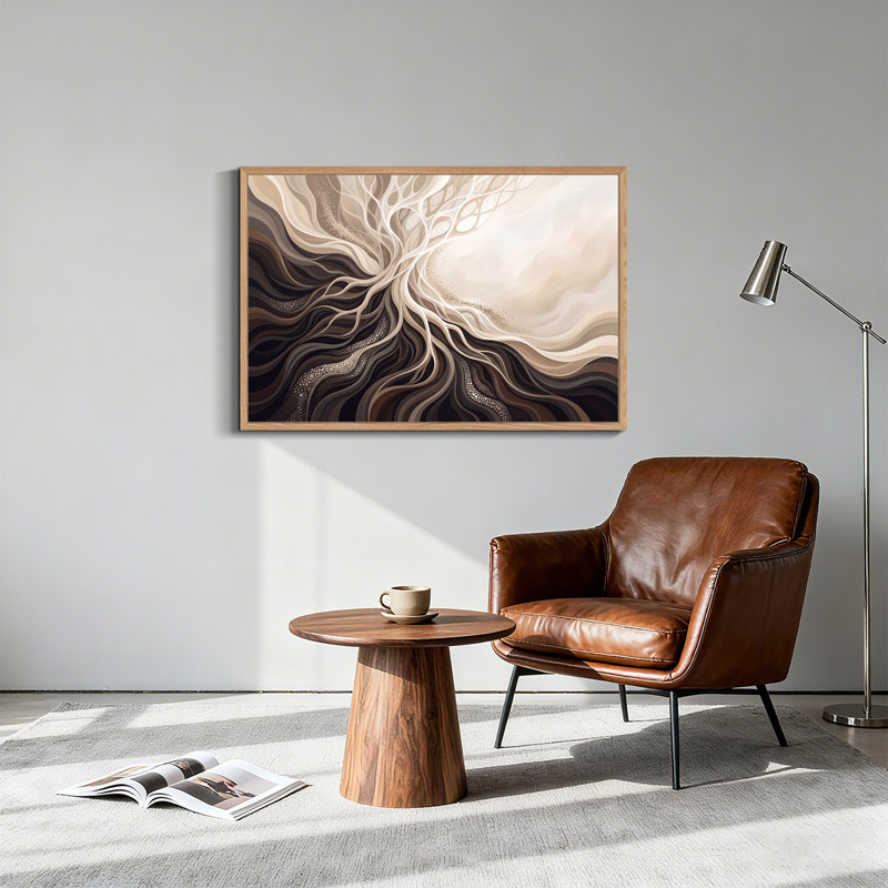 Art mural sur toile brun et beige, 36"H x 48"W