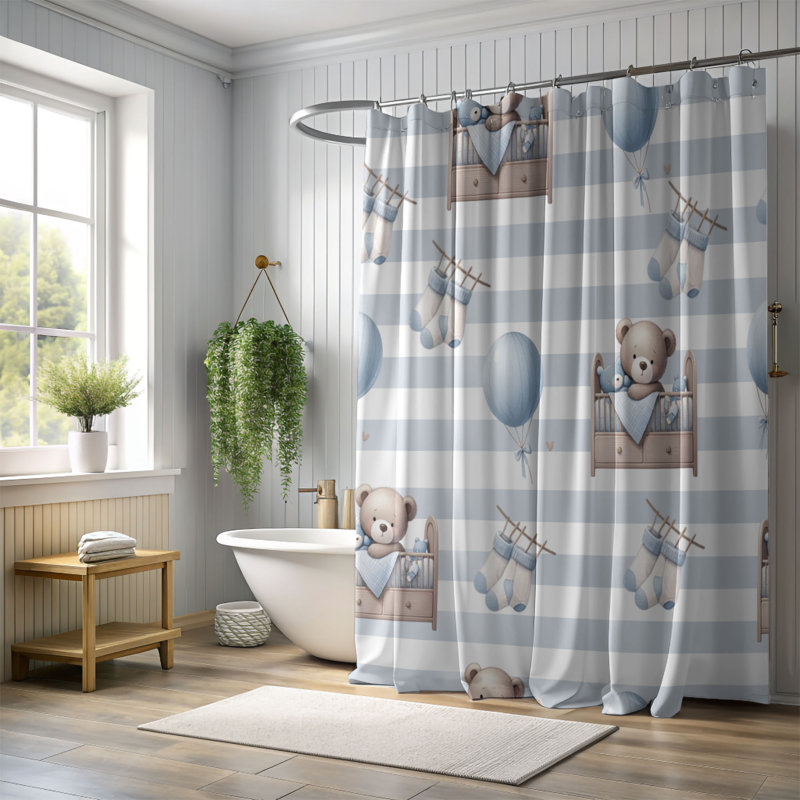 Rideau de douche Snug Bear, H 74 po x l 71 po