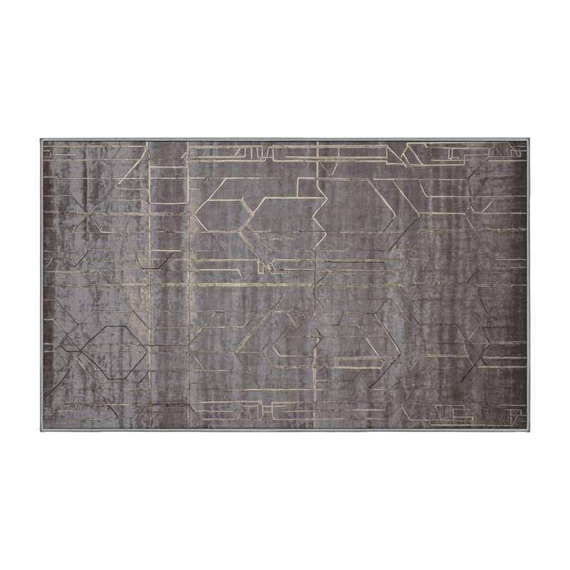 Machine Washable Gray Area Rug, Rectangle 2' x 3'