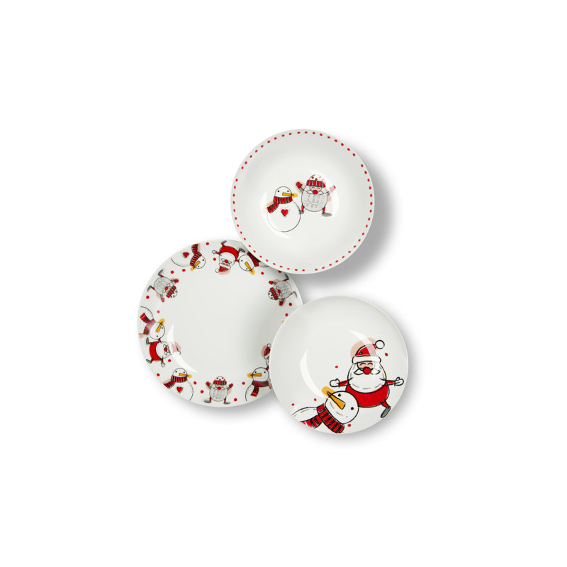 Snowman Porcelain China Dinnerware Set 18 Piece - Service for 6