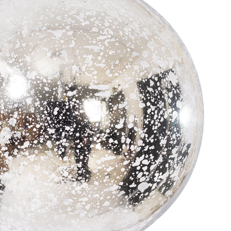 Ornement boule de mercure brillant, H 6 po x l 6 po x P 6 po, Argent