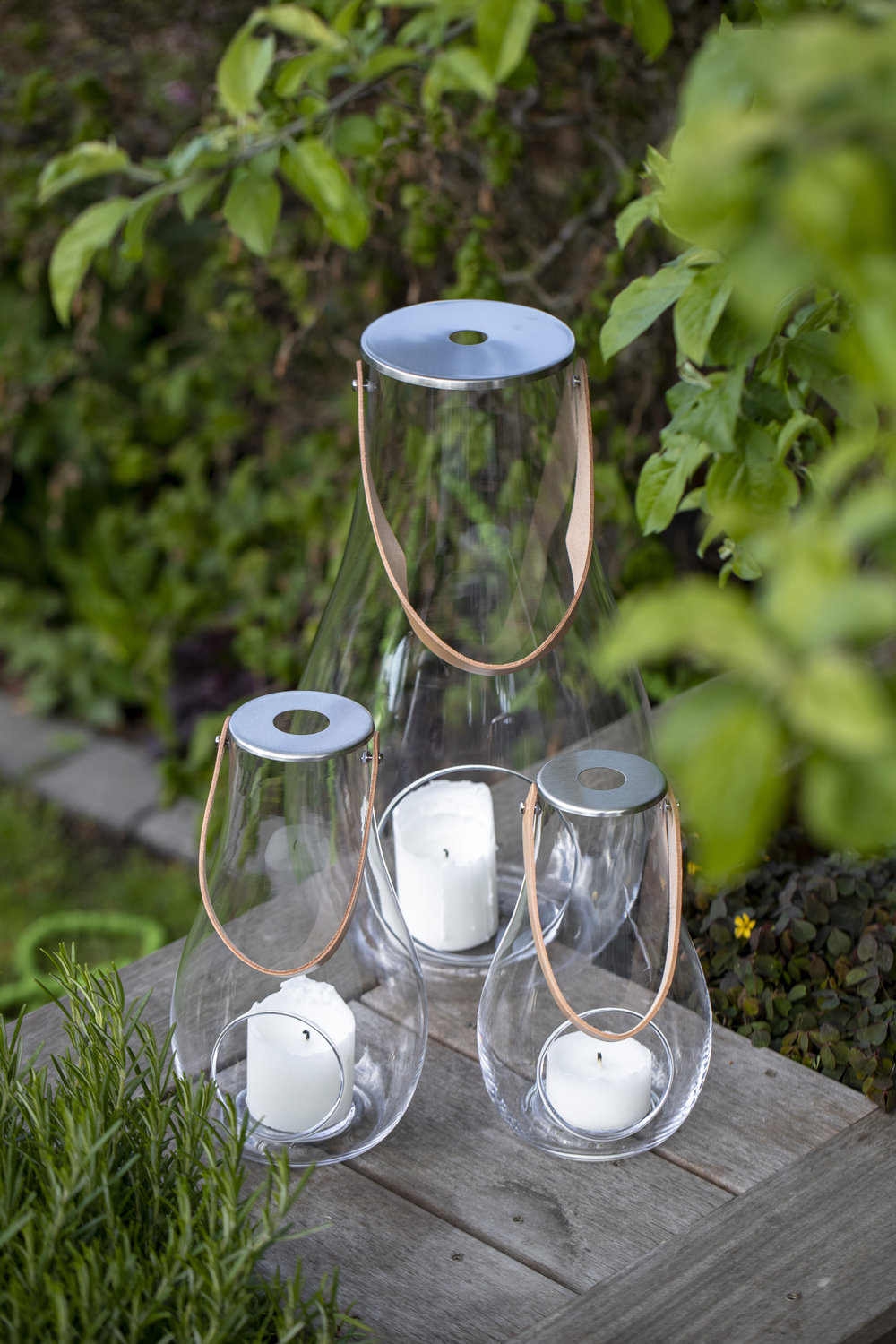 Tabletop Lantern, 6.5" H x 4.1" W x 4.1" D, Smoke