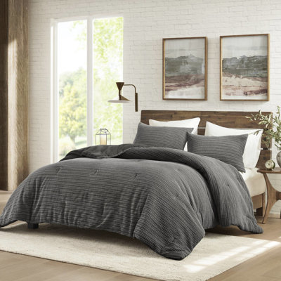 Édredon très grand / très grand, 3 pièces, côtés gaufrés en coton 100% respirant et gaufré, aspect usé classique, tissu, rembourrage, chaleur et look rétro, uniforme