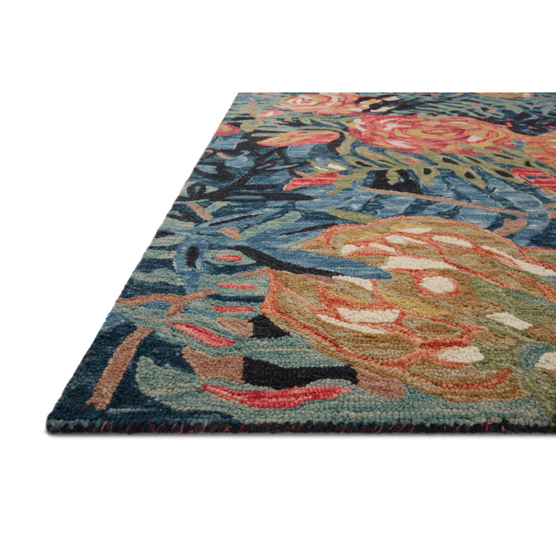 Obregon Hand Hooked Wool Floral Indoor Rug, Rectangle 8'6" x 11'6"