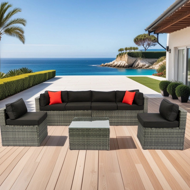 Ensemble de canapé modulaire d'extérieur avec coussins 5 pièces Casilla