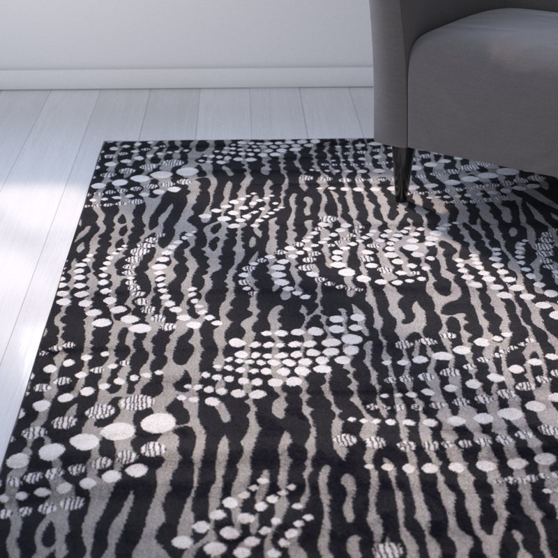 Carina Geometric Black/Gray Area Rug, Rectangle 8' x 10'3"