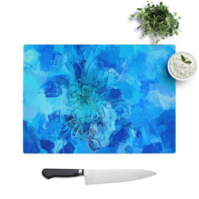 Tempered Glass Dahlia Flower Chopping Board