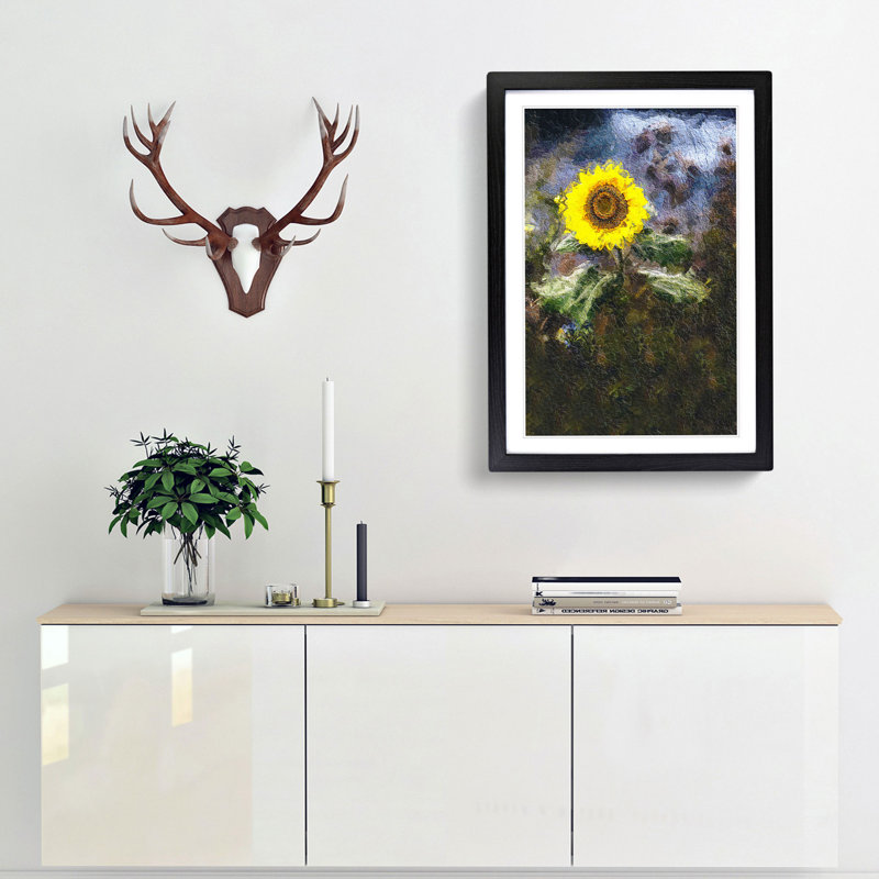 Sunflower - Picture Frame Painting Print, 48cm H x 36cm W x 2cm D, Black Framed