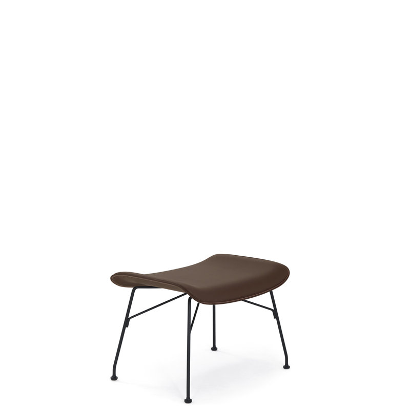SmartWood Ottoman, Slatted Ash Dark Wood with Black