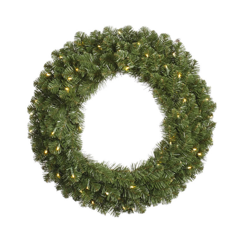 Couronne de Noël artificielle pré-éclairée Perego, H 36 po x l 36 po x P 3 po, Oui, Transparent