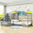 Twin Wood House Bed with Fence and Slatted Frame-1577662658