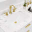 Bristol 60 In. Double Sink Carrara White Marble Countertop Bath Vanity In Pure White With Satin Gold Hook Faucets-858391384-923421472