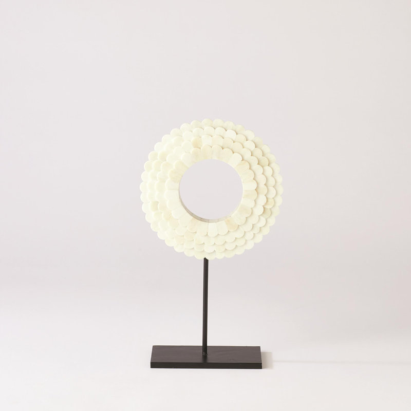 Four Layer Bone Scalloped Mounted Ring, 15.75" H x 9" W x 4" D