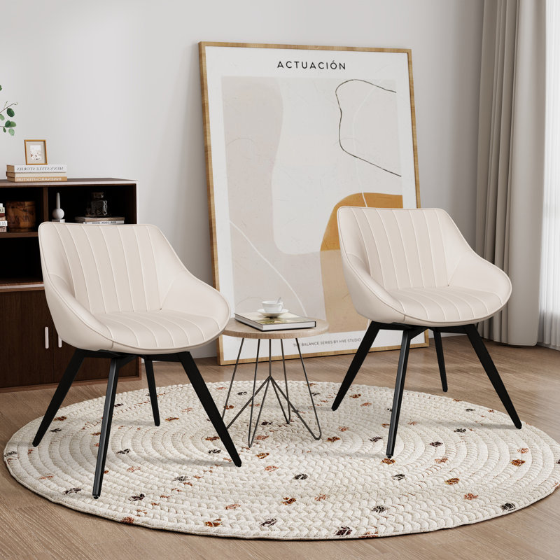 Chaise rembourrée en similicuir (ensemble de 2), Blanc