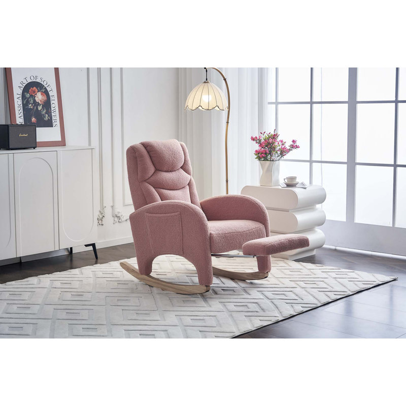 Chaise berçante en coton et lin, Rose 1