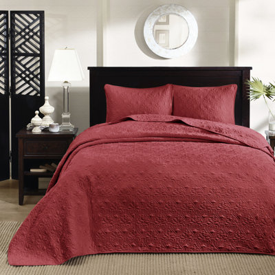 Couvre-lit réversible grand rouge - rembourrage en coton prélavé Glamour Peace surdimensionné pour un bon drapage 2 taies décoratives incluses