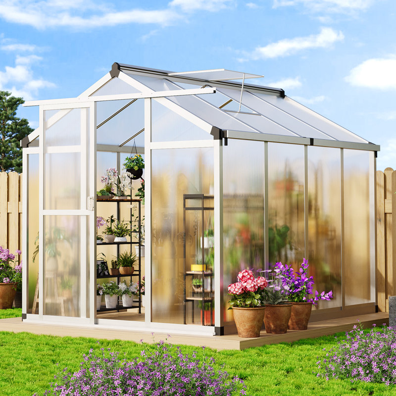 Polycarbonate Greenhouse, Winter Greenhouses For Outdoors,Outdoor Greenhouse With Roof Air Vent, Heavy Duty Walk-In Aluminum Green House For Outside Garden Backyard