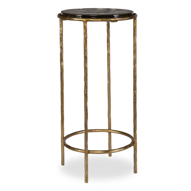 Iron End Table, Black Top/Gold Base