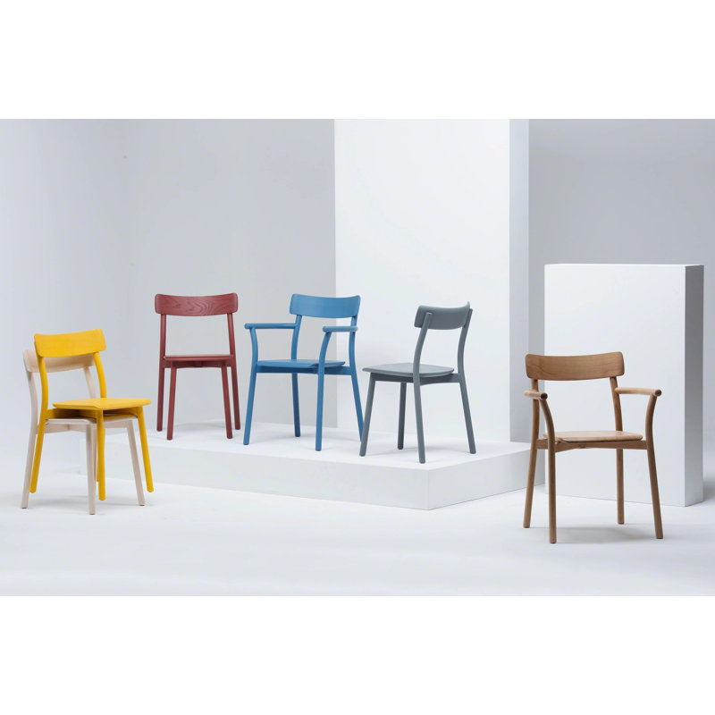 Chiaro Solid Wood Stacking Arm Chair, Natural Oak