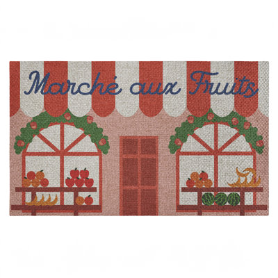 Fruit Stand Awning Storefront Outdoor Door Mat, design by Lil' Rue, 18"x30"
