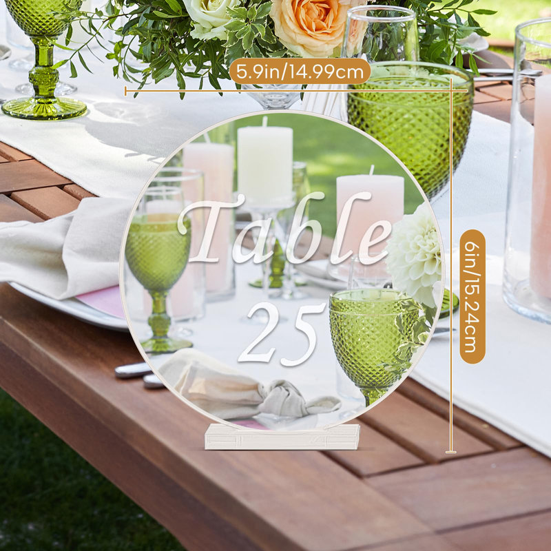 Clear Orbicular Table Numbers For Weddings