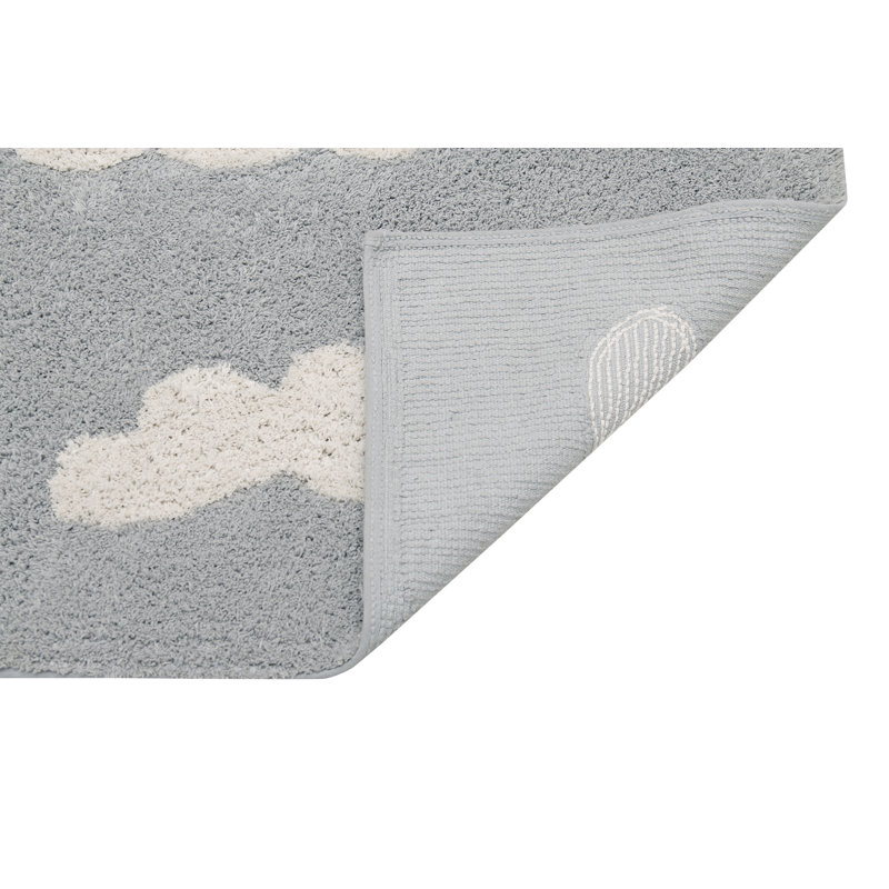 Cotton Area Rug in Gray/White