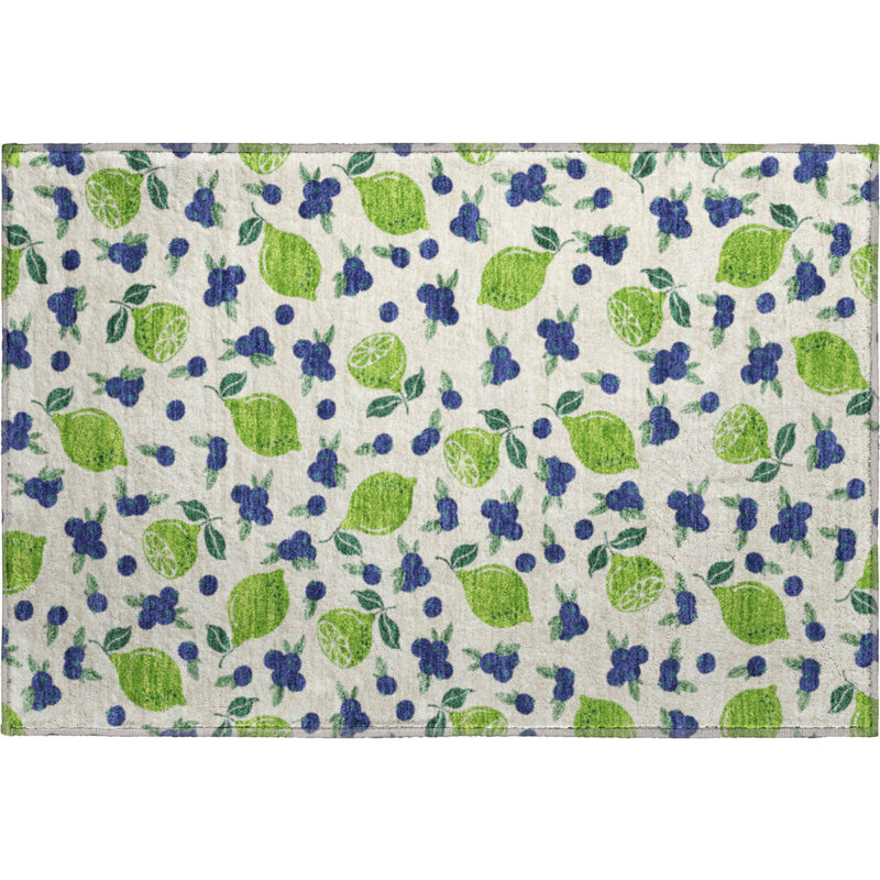 Premium Machine Washable Mayfield  Fruits Rug, 1'8" x 2'6", Linen