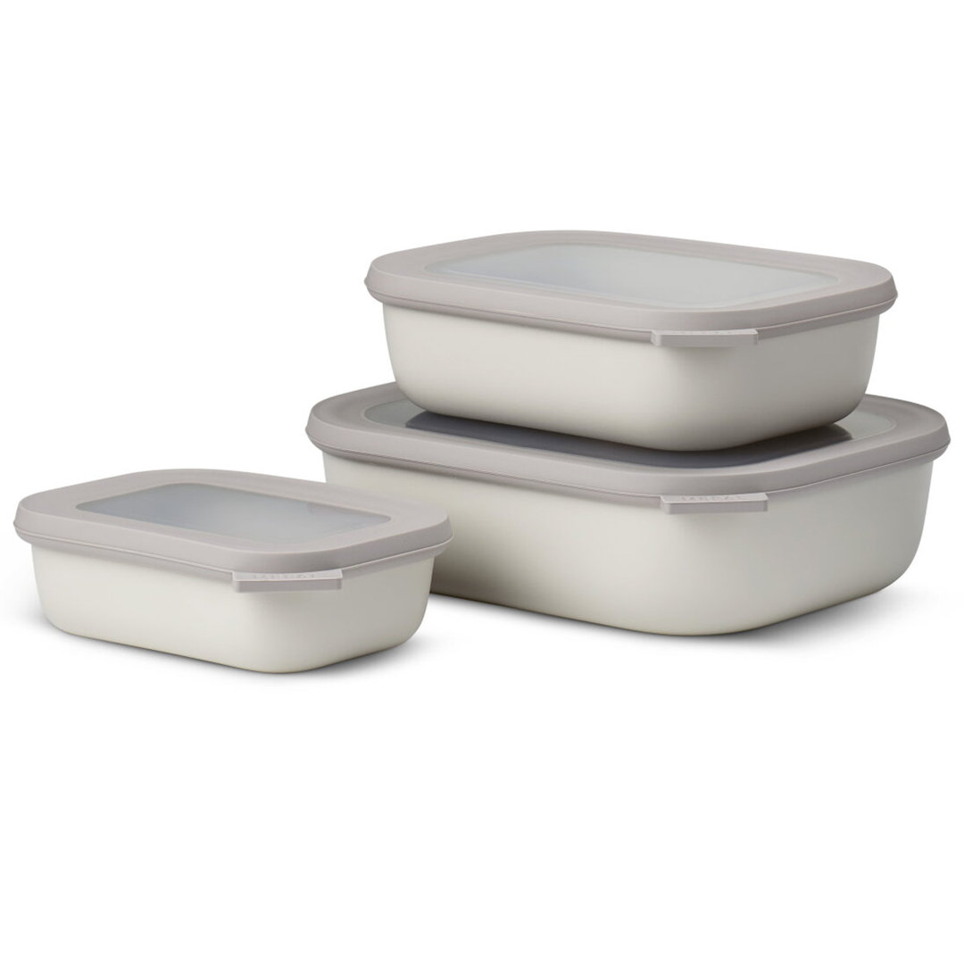Mepal Cirqula Set of 3 Rectangular Food Containers 500ml 1000ml 2000ml - Nordic