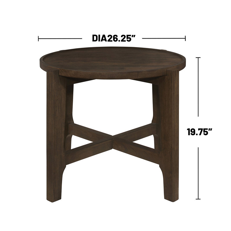 Table de bout ronde en bois massif (table incluse seulement)