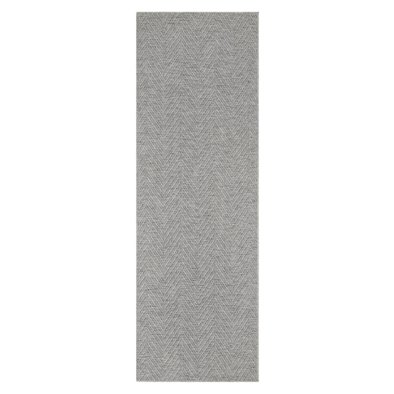 TOWN & COUNTRY BASICS Pax Herringbone Textured Solid Machine Washable Area Rug Grey, Rectangle 2'5.5" x 5'10.9"