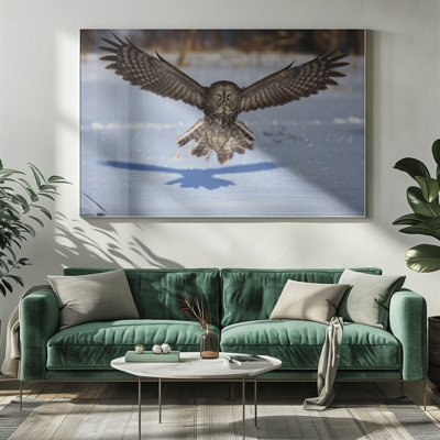 Art mural dans votre visage - cadre flottant gris grand hibou