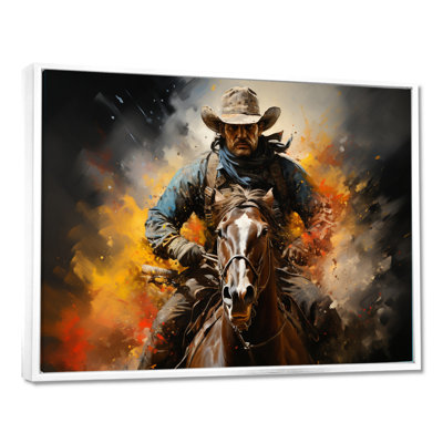«Western Rodeo Spirit Pointillism Art», reproduction d'art sur toile