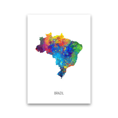 Brazil Watercolour Map by Michael Tompsett - Print