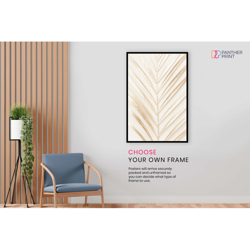 Golden Palm Leaf - No Frame Print, 76cm H x 51cm W x 1cm D