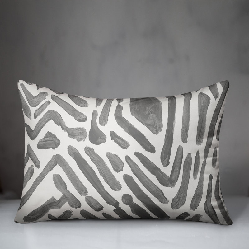 Abstract Outdoor Reversible Throw Pillow, Gray, 14" H x 20" W