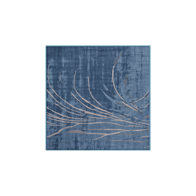 Machine Washable Blue Area Rug, Square 6'