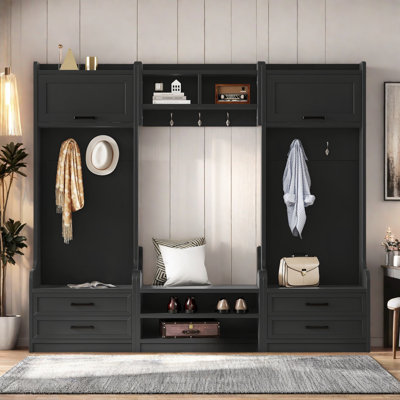 4-In-1 Detachable Hall Tree With Storage And 7 Hooks