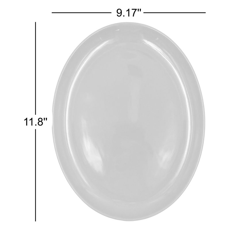 Grand plateau de service ovale en porcelaine Bisque Canvas Home Shell, Bleu, Large