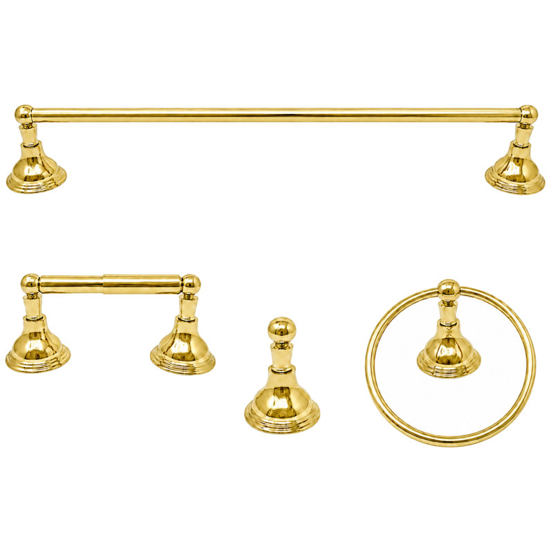 Ensemble de quincaillerie d'accessoires de salle de bain 4 pièces St. Lawrence P4BSTL18, Laiton ultra enduit