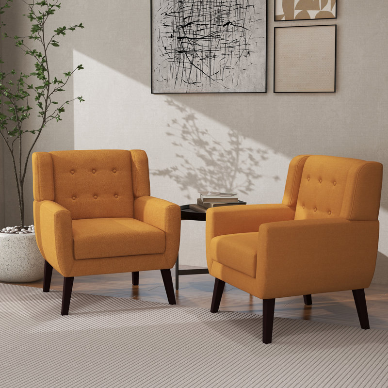 Jaqueze 73.4 Cm Wide Cotton Armchair, Orange Linen Blend