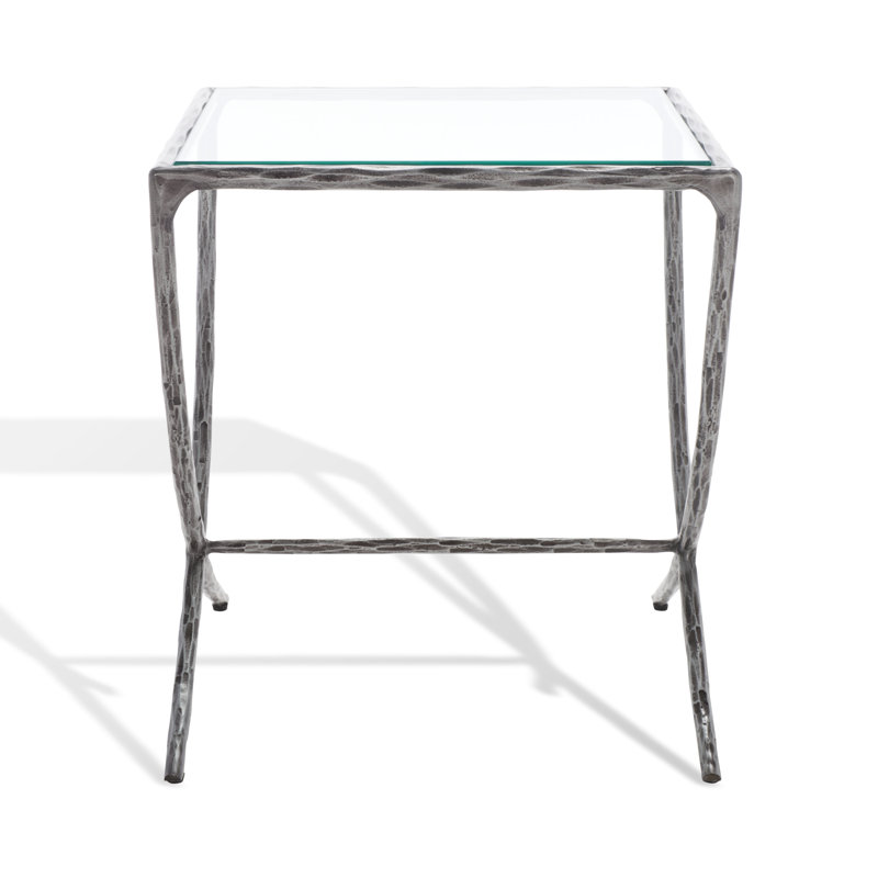 Evelynn Glass Top End Table, Silver
